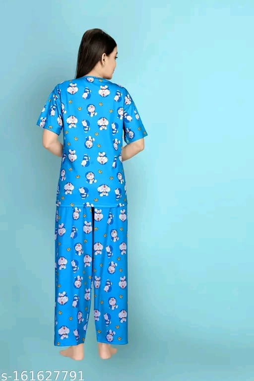 Womens Printed Night Suit Set - Womens Nightwear -Womens Pyjama set - Nightdress Set For Womens And Girls-Womens T-Shirt & Pyjama Set Night suit