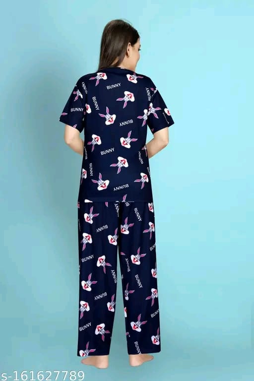 Womens Printed Night Suit Set - Womens Nightwear -Womens Pyjama set - Nightdress Set For Womens And Girls-Womens T-Shirt & Pyjama Set Night suit
