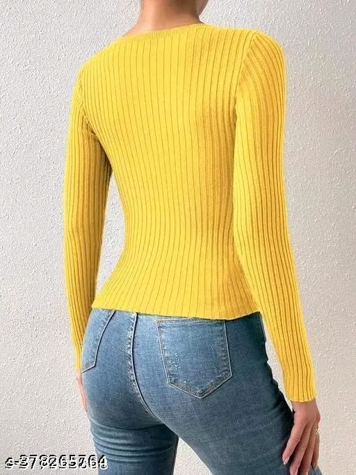 Trendy Plain Cut Out Plain Full Sleeve Top For Girls