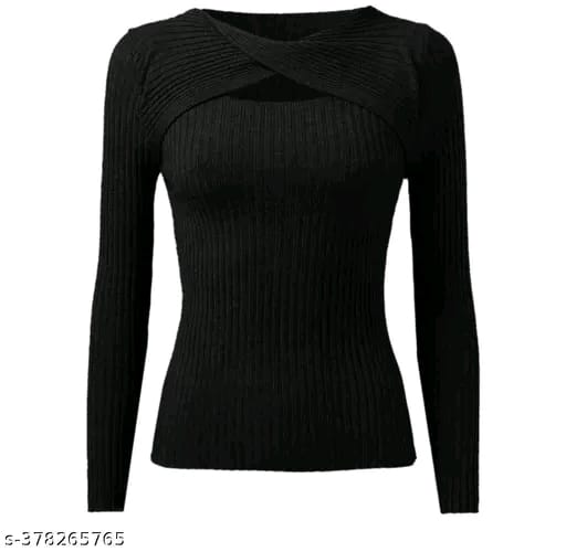 Trendy Plain Cut Out Plain Full Sleeve Top For Girls