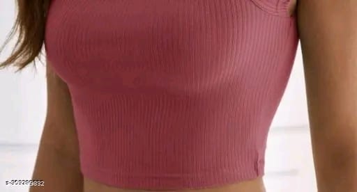 Women Casual Wear Square Neck Half Sleeve Cotton Blend Ribbed Top