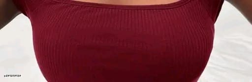 Women Casual Wear Square Neck Half Sleeve Cotton Blend Ribbed Top