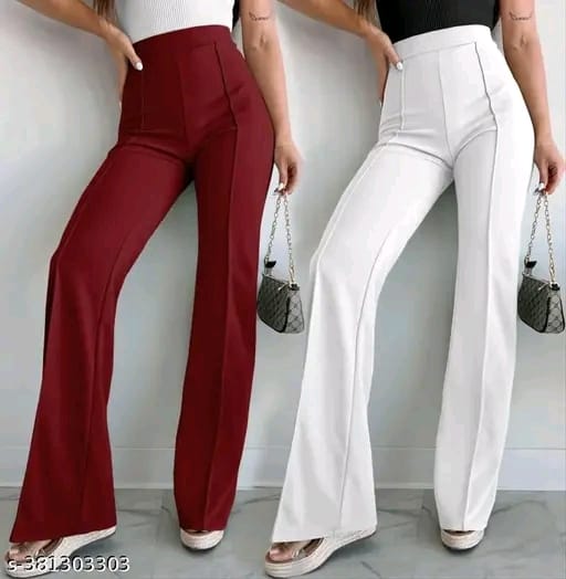 Pack of 2 Women Regular Fit Multicolor Viscose Rayon Trousers