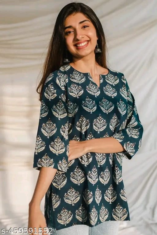 Girls Printed Rayon Women Short Kurta