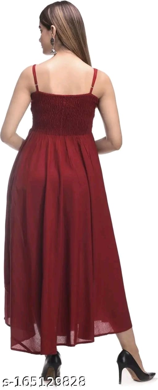Women Fit and Flare Strip Shoulder Rayon "one piece Gown"dress for woman"(Black)