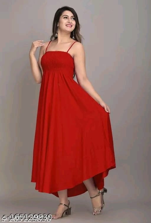 Women Fit and Flare Strip Shoulder Rayon "one piece Gown"dress for woman"(Black)