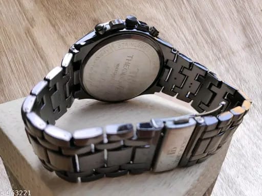 Trendy Black Metal Chain Wrist Watch Chronograph Style Designed for Party Wear Casual Wear and Formal wear For Men and Boys
