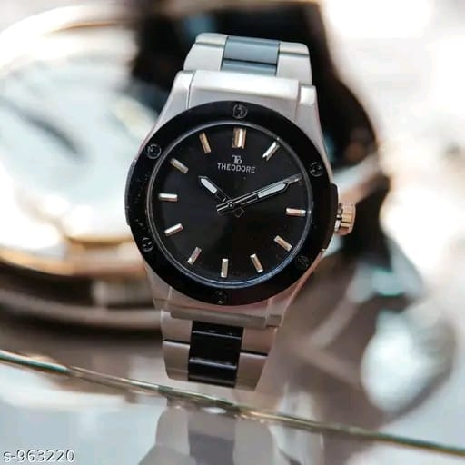 Trendy Black Metal Chain Wrist Watch Chronograph Style Designed for Party Wear Casual Wear and Formal wear For Men and Boys