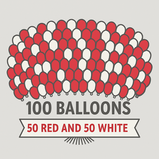 Matellic balloon 50 pcs Red 50 pcs white [ pack of 100 ]