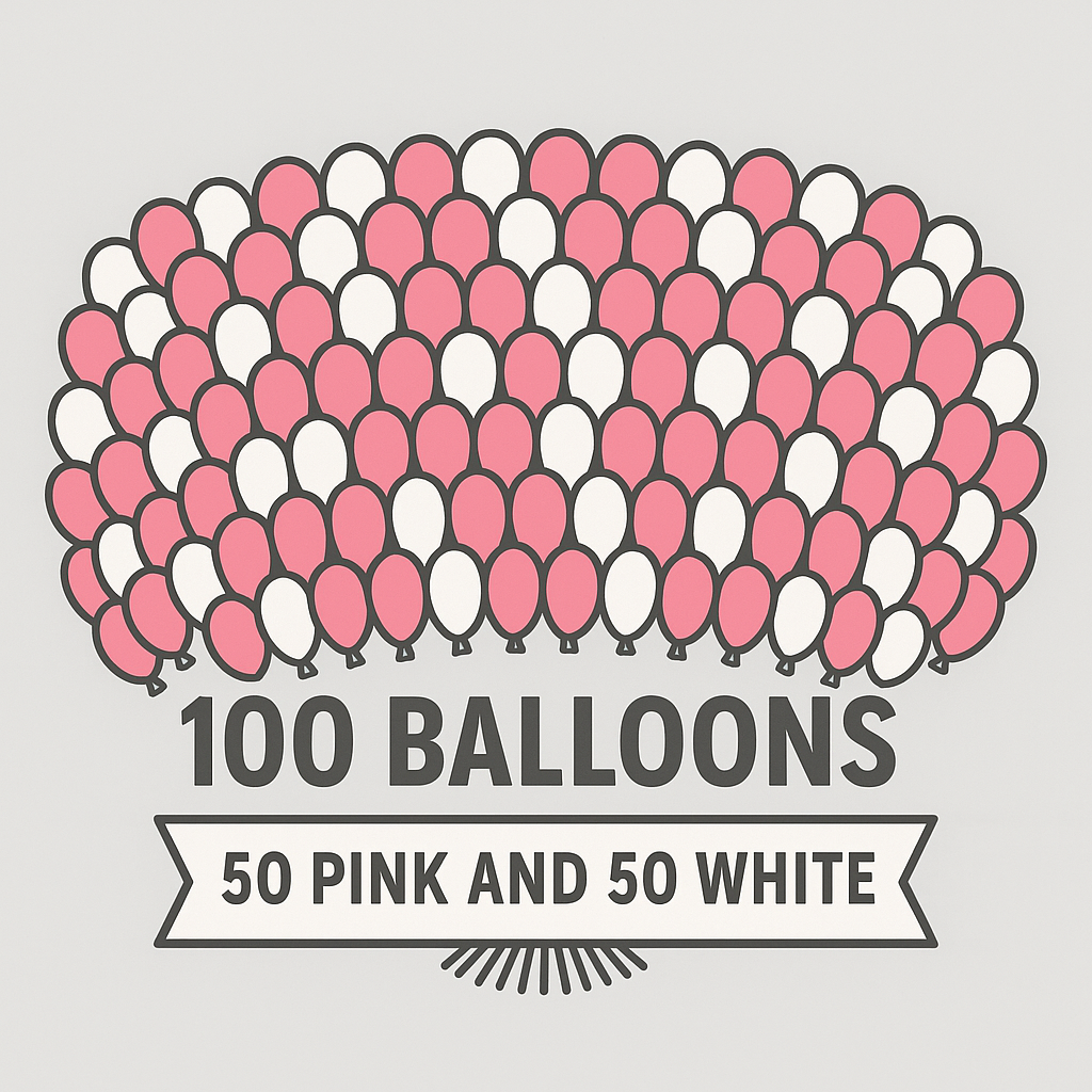 Matellic balloon 50 pcs Pink 50 pcs white [ pack of 100 ]