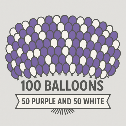 Metallic Balloons 100 Pcs Purple And White (Pack Of 100)