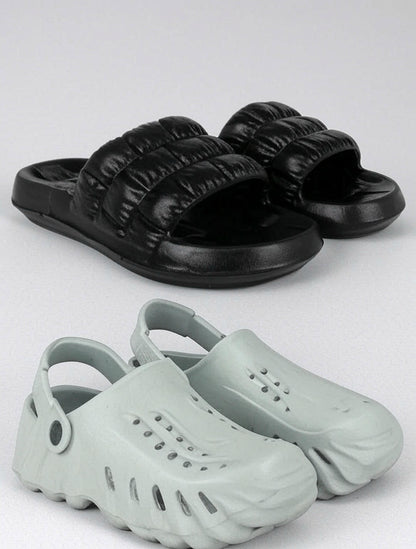 Clogs for Men |Lightweight & Stylish Clog Sandal for Men slippers,slides,water proof, for Men stylish | Perfect Filp-Flops for daily wear walking Slippers Combo Pack of 2