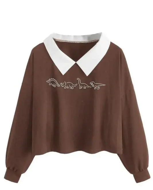 Korean Style T-shirt With Collar Style Cotton Blend Crop Top Comfy Trendy Women Tops & Tunics | Half Sleeves T-Shirt for Women & Girl's