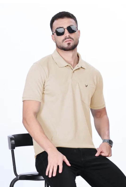Pangeos Men's Polo T Shirt Regular Fit With Pocket - Cotton Rich fabric