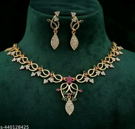 brass Designer Gold plated jewellery set for women
