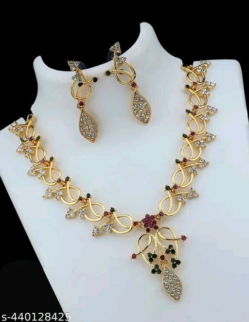 brass Designer Gold plated jewellery set for women
