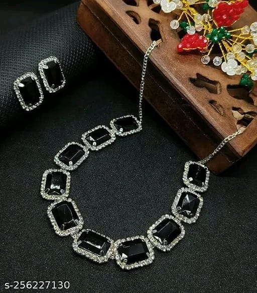 Anuttam's kundan and crystal necklace choker set for women
