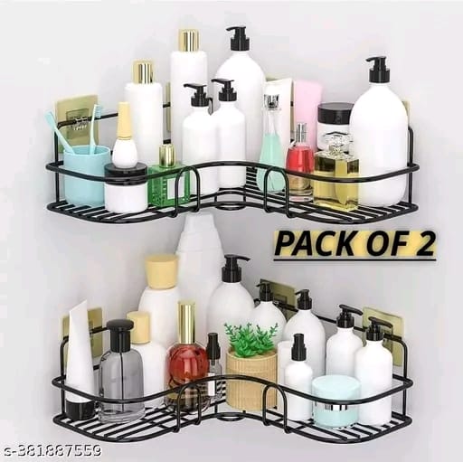 VEDANSHI ( 2-pis combo) Bathroom Storage Box Collection Appliances Bathroom Racks Wall-Mount Iorn Tripod Kitchen Shelf Bathroom Accessories Sets/l corner/bathroom shelves