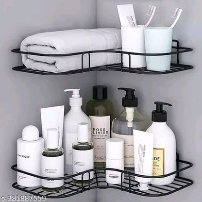 VEDANSHI ( 2-pis combo) Bathroom Storage Box Collection Appliances Bathroom Racks Wall-Mount Iorn Tripod Kitchen Shelf Bathroom Accessories Sets/l corner/bathroom shelves