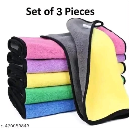 HM Villa Microfiber Towel for Car Cleaning and Detailing, 30x40cm 800 GSM - Dual Sided, Extra Thick Plush, Lint Free Microfiber Cloth - (Pack of 3)