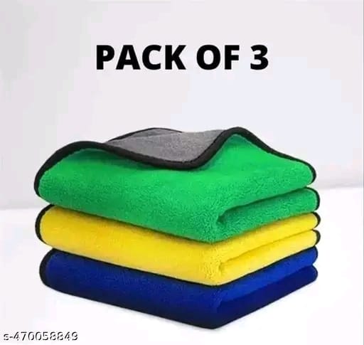 HM Villa Microfiber Towel for Car Cleaning and Detailing, 30x40cm 800 GSM - Dual Sided, Extra Thick Plush, Lint Free Microfiber Cloth - (Pack of 3)