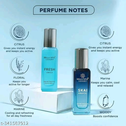 Bella Vita Luxury Unisex FRESH+SKAI Perfume Combo for Men and Women 40 ML (Pack of 2 Items 20ML Each)