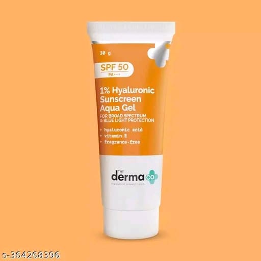 The Derma Co.1% Hyaluronic Sunscreen SPF 50 Aqua Gel, PA++++, Lightweight, No white-cast for Broad Spectrum & Blue Light Protection for Oily, Dry, Acne-prone Skin - 30g