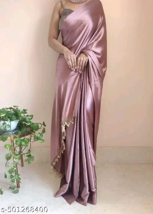 Plain Bollywood Satin, Silk Blend Saree