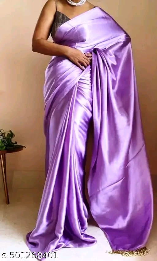 Plain Bollywood Satin, Silk Blend Saree