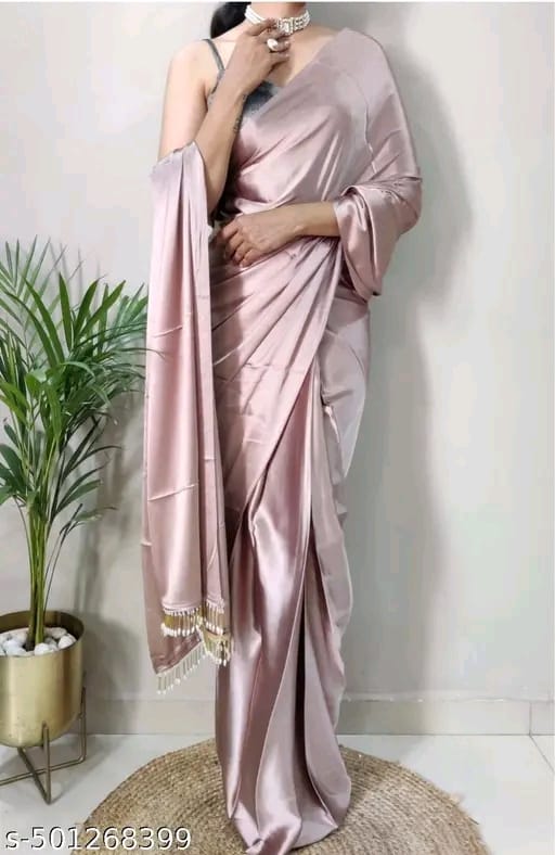 Plain Bollywood Satin, Silk Blend Saree