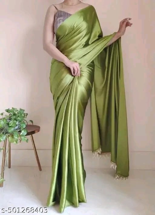 Plain Bollywood Satin, Silk Blend Saree