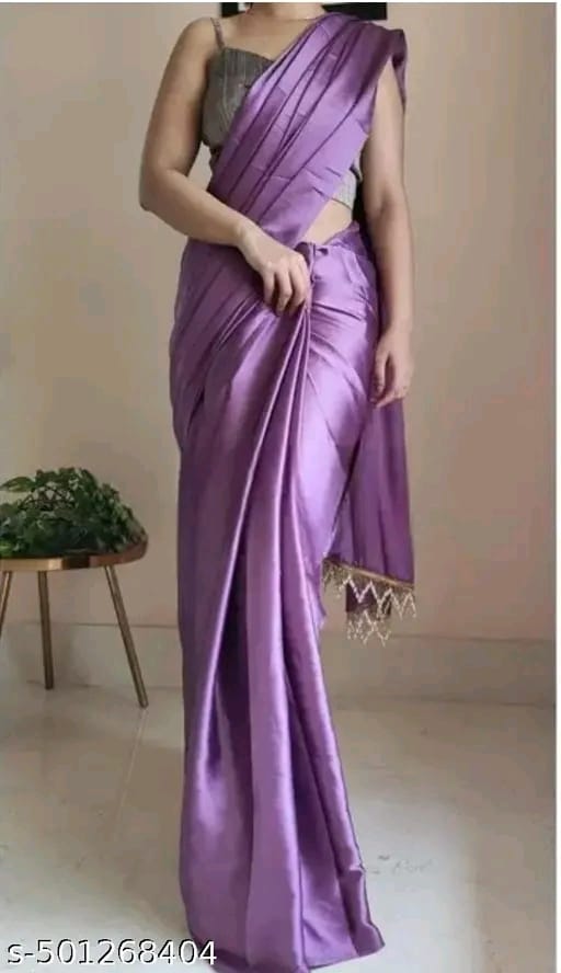 Plain Bollywood Satin, Silk Blend Saree