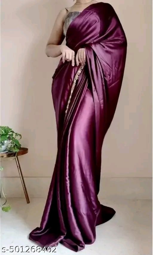 Plain Bollywood Satin, Silk Blend Saree