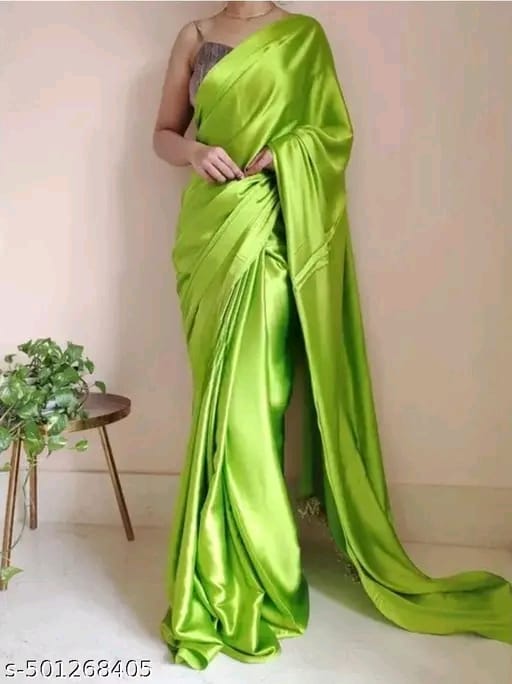 Plain Bollywood Satin, Silk Blend Saree