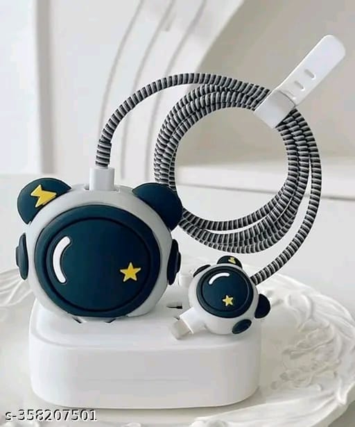 Rycore Cute Cartoon Charger Cover Case For 18W-20W iPhone 14 13 12 11 Pro Max Fast Charging Cable Charger Head With Protective Sleeve - Astronaut
