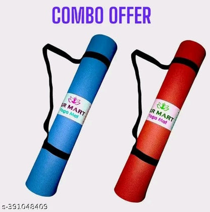 Combo Offer of Set of 2 Yoga Mat ( BLUE AND RED COLOR) with Carry Strap