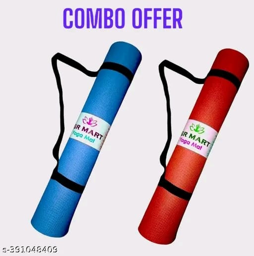 Combo Offer of Set of 2 Yoga Mat ( BLUE AND RED COLOR) with Carry Strap
