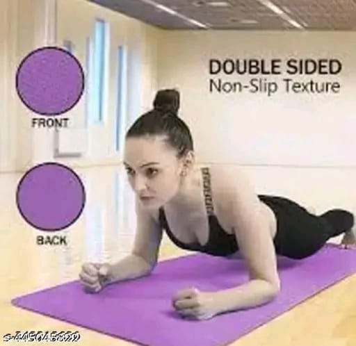 Purple yoga mat with strap