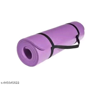 Purple yoga mat with strap