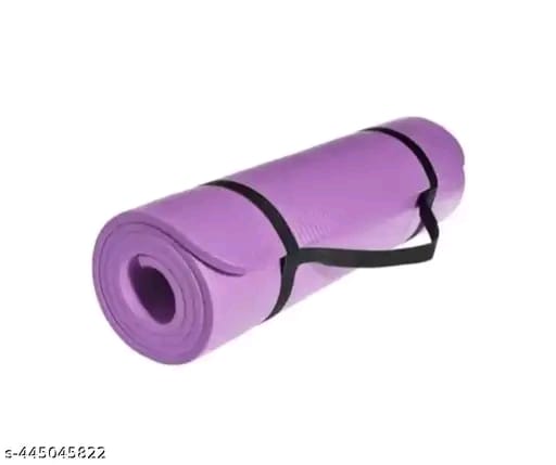 Purple yoga mat with strap