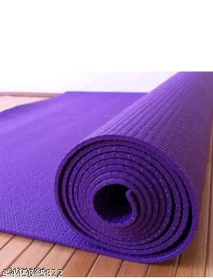 Purple yoga mat with strap