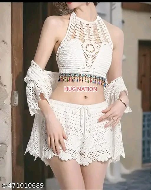 Metal pom pom crochet bralette top series