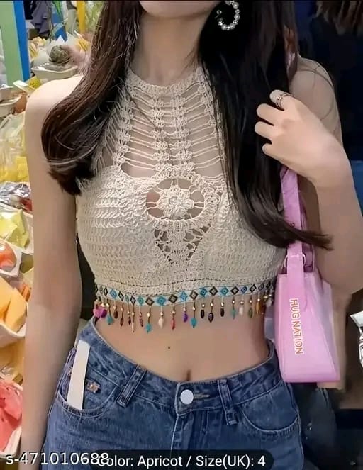 Metal pom pom crochet bralette top series