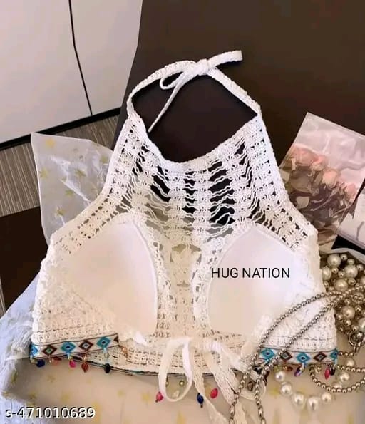 Metal pom pom crochet bralette top series