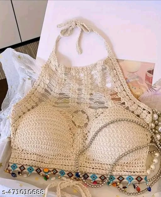 Metal pom pom crochet bralette top series