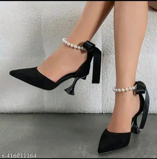 Faux pearl ankle strap pumps women s fashion pointed toe | LuxyShoe Pointn EmbellStrp High Heel