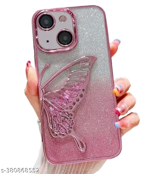 Designed for iPhone 13 / iPhone 14 / iPhone 15 Cover with Luxury Glitter Cute Butterfly Plating Design Aesthetic Women Teen Girls Back Cover Cases for iPhone 13 / iPhone 14 / iPhone 15