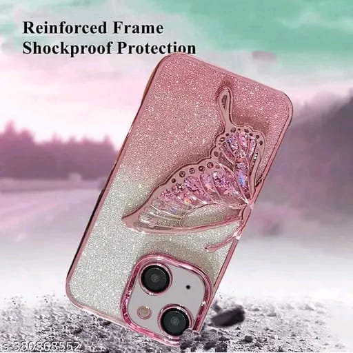 Designed for iPhone 13 / iPhone 14 / iPhone 15 Cover with Luxury Glitter Cute Butterfly Plating Design Aesthetic Women Teen Girls Back Cover Cases for iPhone 13 / iPhone 14 / iPhone 15