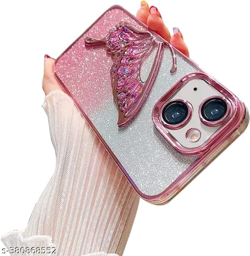 Designed for iPhone 13 / iPhone 14 / iPhone 15 Cover with Luxury Glitter Cute Butterfly Plating Design Aesthetic Women Teen Girls Back Cover Cases for iPhone 13 / iPhone 14 / iPhone 15