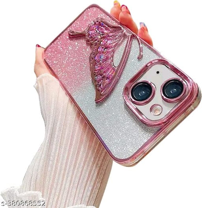 Designed for iPhone 13 / iPhone 14 / iPhone 15 Cover with Luxury Glitter Cute Butterfly Plating Design Aesthetic Women Teen Girls Back Cover Cases for iPhone 13 / iPhone 14 / iPhone 15
